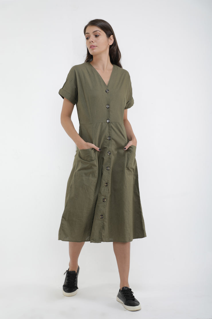 Long Dress With Patch Pockets